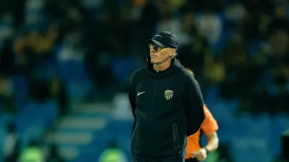 Al Ittihad manager Laurent Blanc on touchline at Al Khaleej