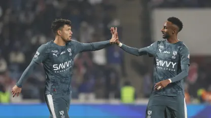 Marcos Leonardo (L) got Al Hilal's second of the night at Damac