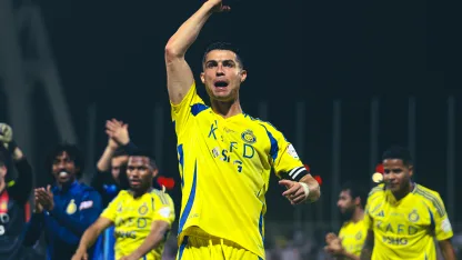 Cristiano Ronaldo celebrates Al Nassr win at Al Wehda