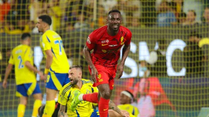 Julian Quinones celebrates scoring for Al Qadsiah at Al Nassr