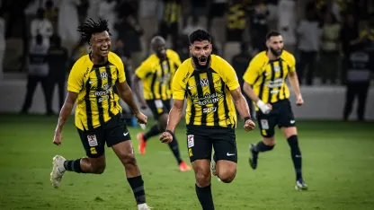 Saleh Al Shehri celebrates late late winner for Al Ittihad v Al Riyadh