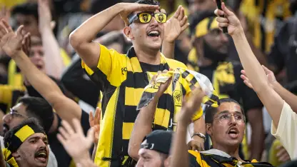 Al Ittihad fans during Sea Derby v Al Ahli