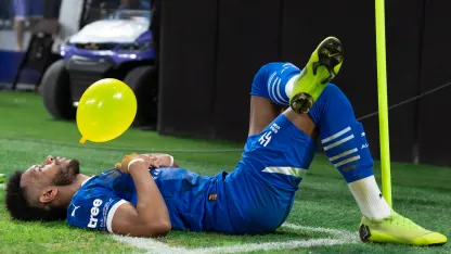 Ali Al Bulayhi's trademark balloon celebration at Al Hilal