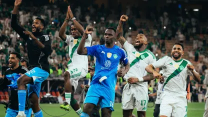 Al Ahli celebrate win v Vissel Kobe in Asian Champions League Elite semi-final