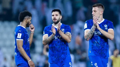 Al Hilal celebrate advancing to AFC Champions Elite knockouts