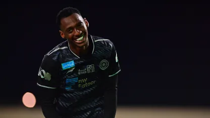 Abdullah Radif celebrates goal for Al Shabab v Al Hazem