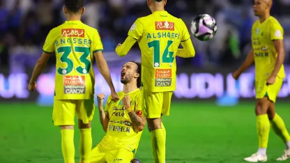 Al Khaleej celebration vs Al Hilal Fabio Martins