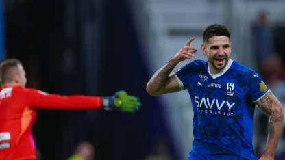 Al Hilal striker Aleksandar Mitrovic scores v Al Ettifaq