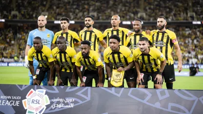 Al Ittihad line up before RSL match
