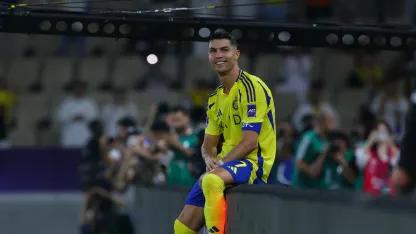 Ronaldo celebrates scoring for Al Nassr v Yokohama Marinos