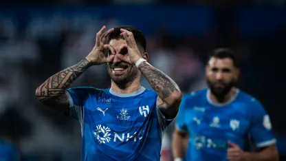 Ruben Neves celebrates first goal of 2026-27 RSL for Al Hilal against Al Faisaly