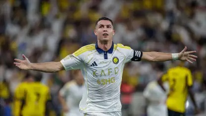 Al Nassr captain Cristiano Ronaldo celebrates goal at Al Ittihad