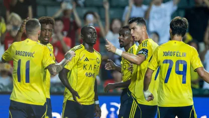 Al Nassr celebrate Sadio Mane's opener in Saudi Super Cup semi-final v Al Ittihad