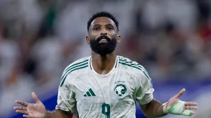 Feras Al Buraikan scores for Saudi Arabia v Indonesia in 2026 FIFA World Cup qualifier