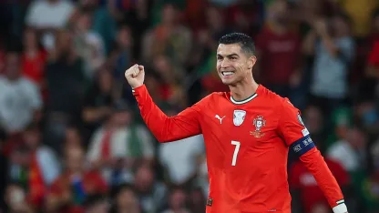 Cristiano Ronaldo celebrates record-breaking goal v Hungary