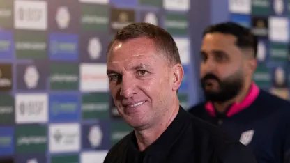 Al Qadsiah manager Brendan Rodgers arrives for Eastern Derby v Al Ettifaq