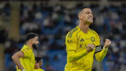 Al Nassr captain Cristiano Ronaldo celebrates opener at Al Najmah