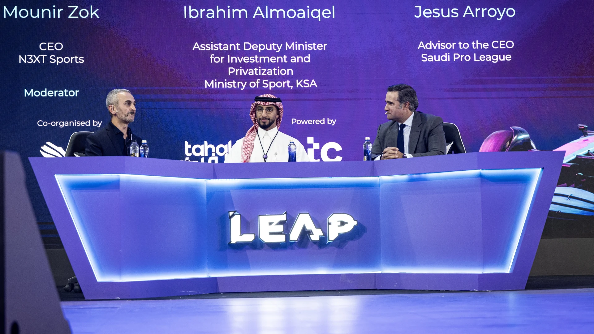 Jesus Arroyo, Advisor to SPL CEO, speaking during panel discussion at LEAP 2026 in Riyadh