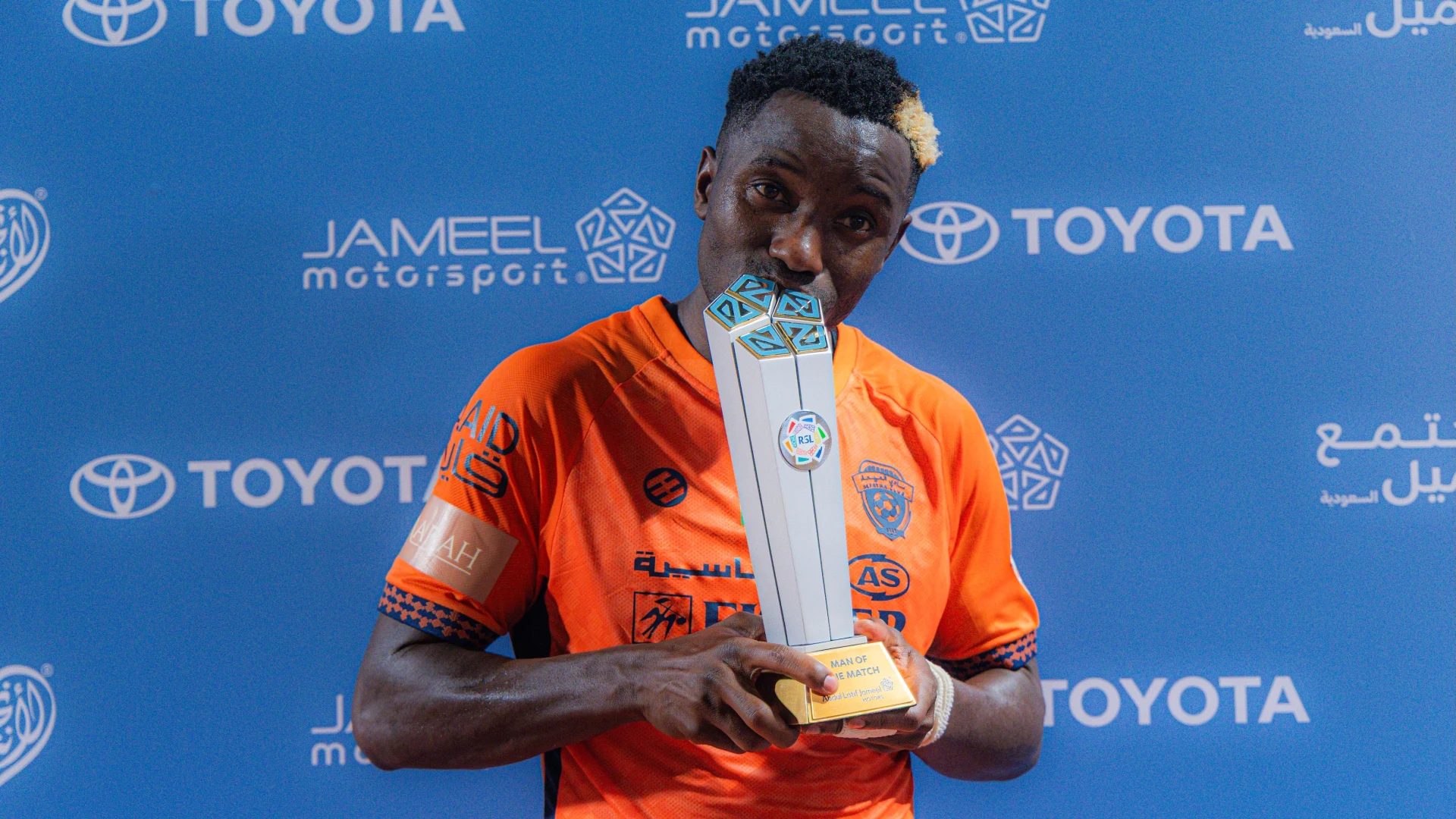 Al Fayha forward Fashion Sakala picks up Man of Match award against Al Kholood