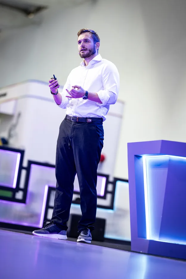 Jes Madsen, Director of Football and Data Science, SPL, gives presentation at LEAP 2026 in Riyadh